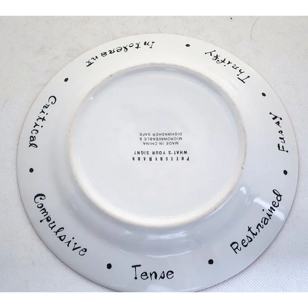 Pottery Barn Virgo Zodiac Salad Dessert Plate Red Rim What's Your Sign? 8